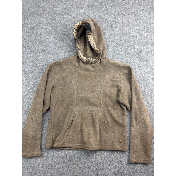 Wooly Bully Pullover Sweatshirt Women's Small Brown Fleece Hooded Pockets Hoodie - Picture 1 of 6